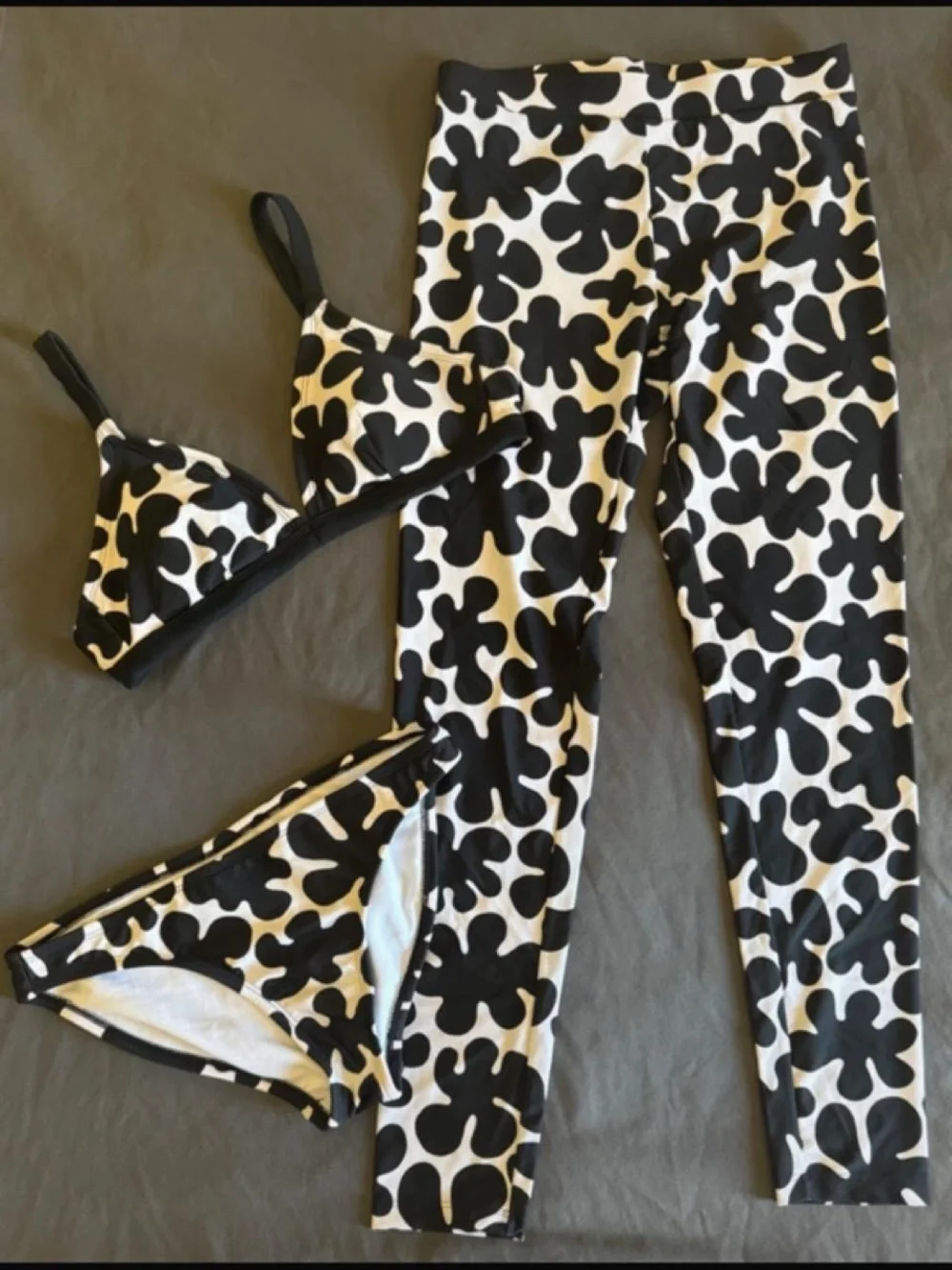 Marimekko Black & White Floral Triangle Bikini Set